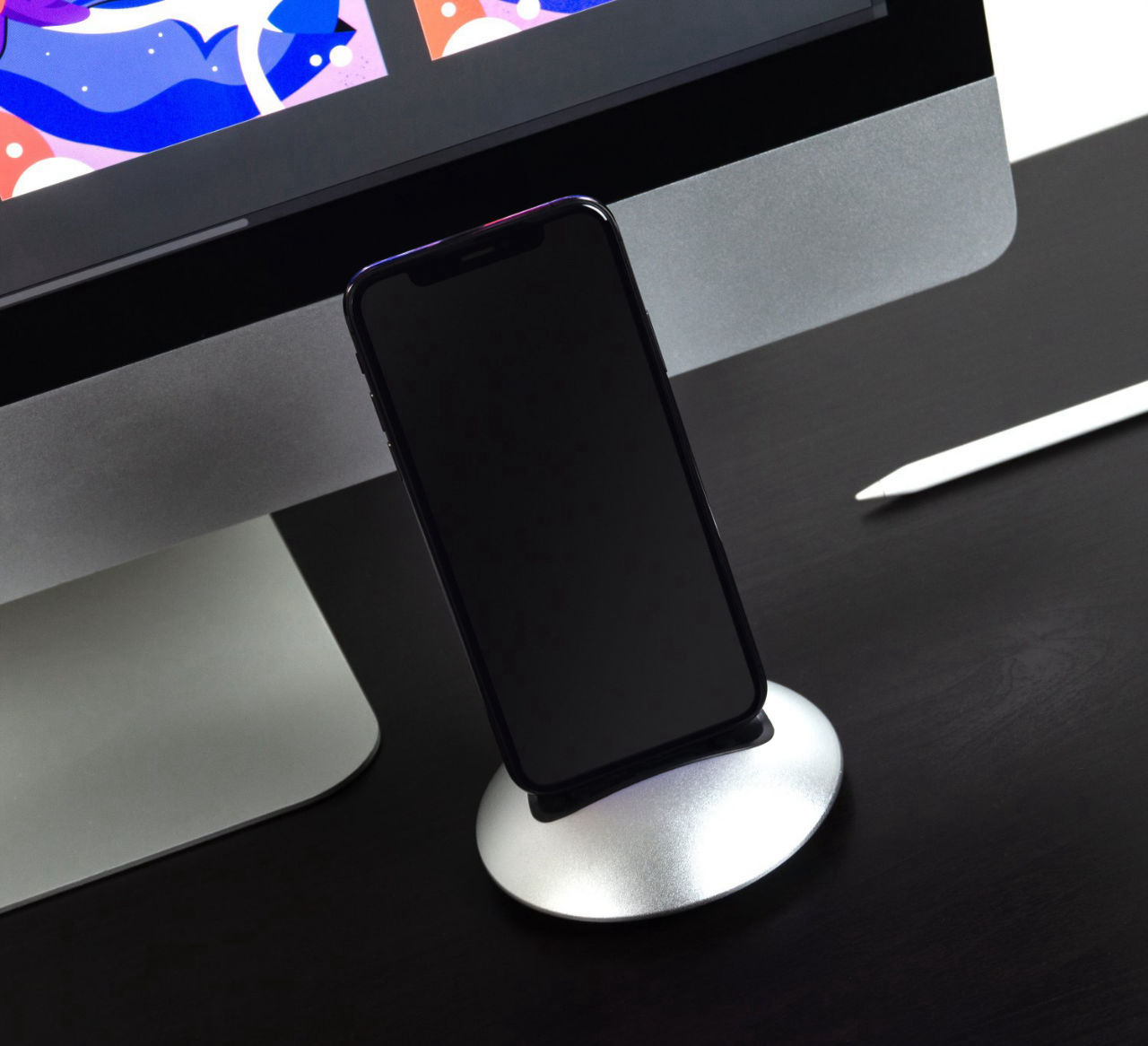 iPhone X on charging dock mockup MockupsJar
