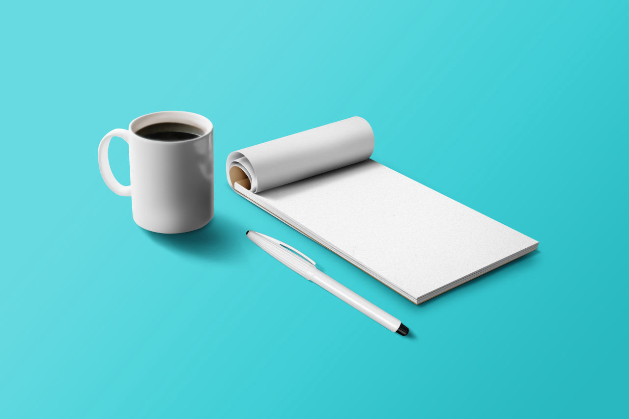 Notepad with Penl mockup MockupsJar